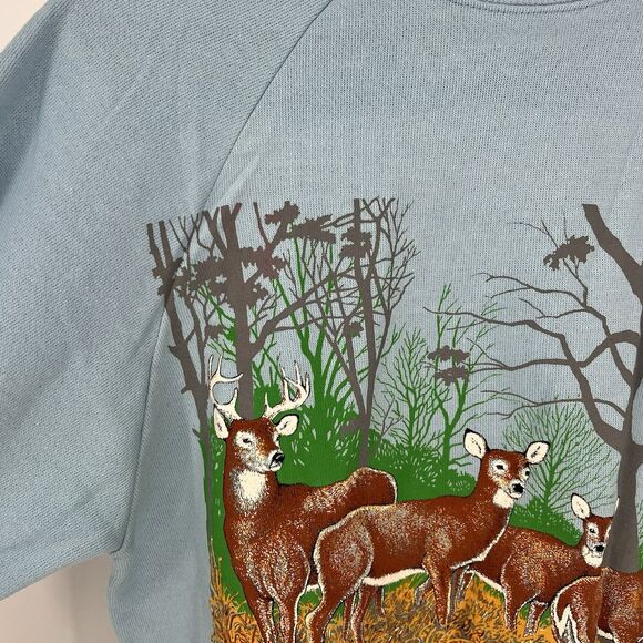 New 1990 Deadstock Deer Buck Doe Grand Illusion Blue Sweatshirt Medium Hunter - Picture 5 of 10